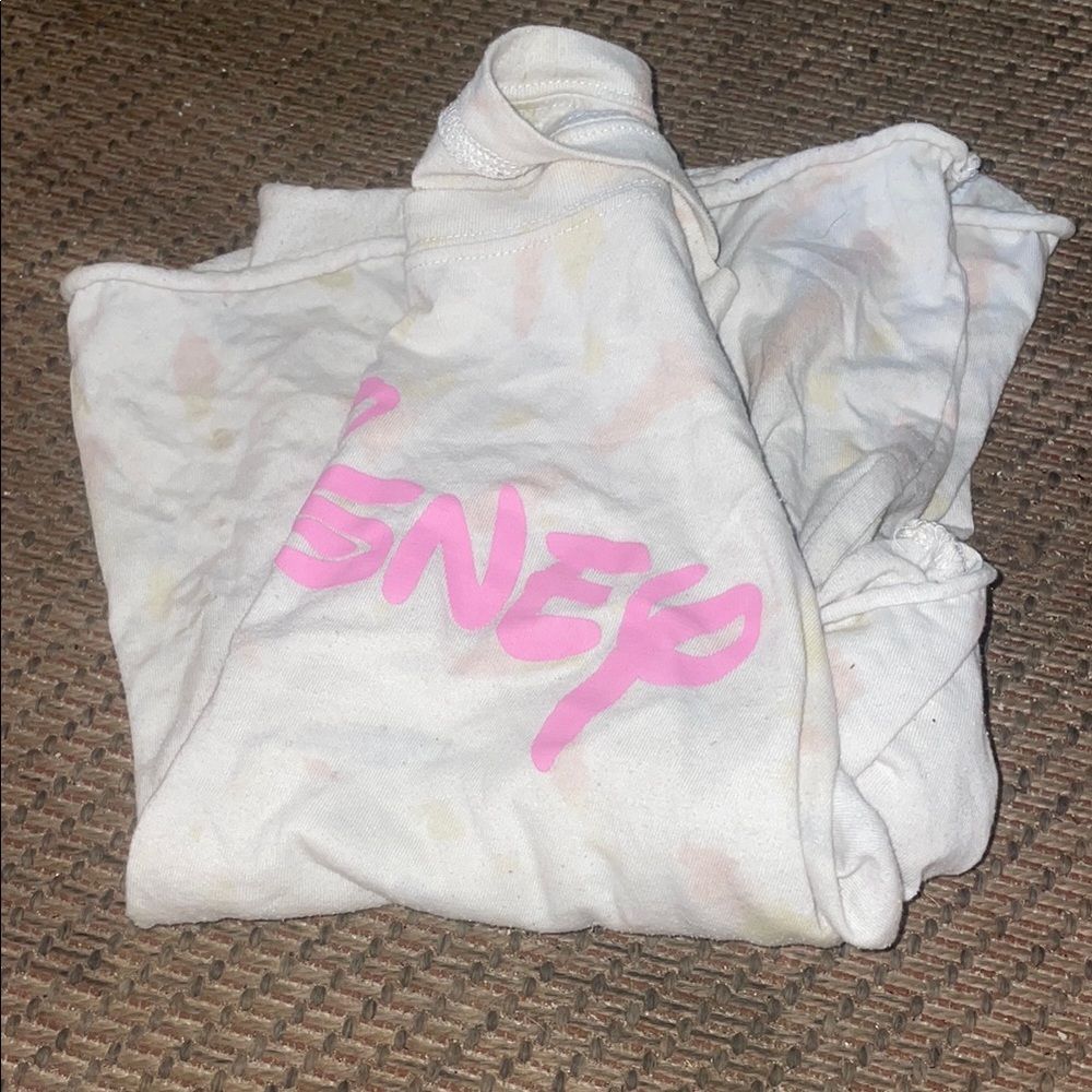 Disney Pink Logo on White Sweatshirt